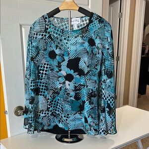 Joseph Ribkoff Blue and Black Patterned Blouse